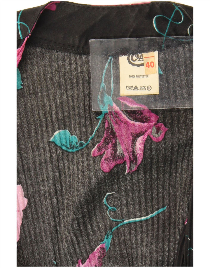 Женское платье макси C&A с рукавом 3/4, цвет EU 40, средний черный, полиэстер с цветочным принтом