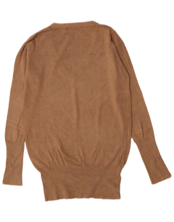 Женский джемпер с v-образным вырезом Zara UK 12, средний бежевый вискоза