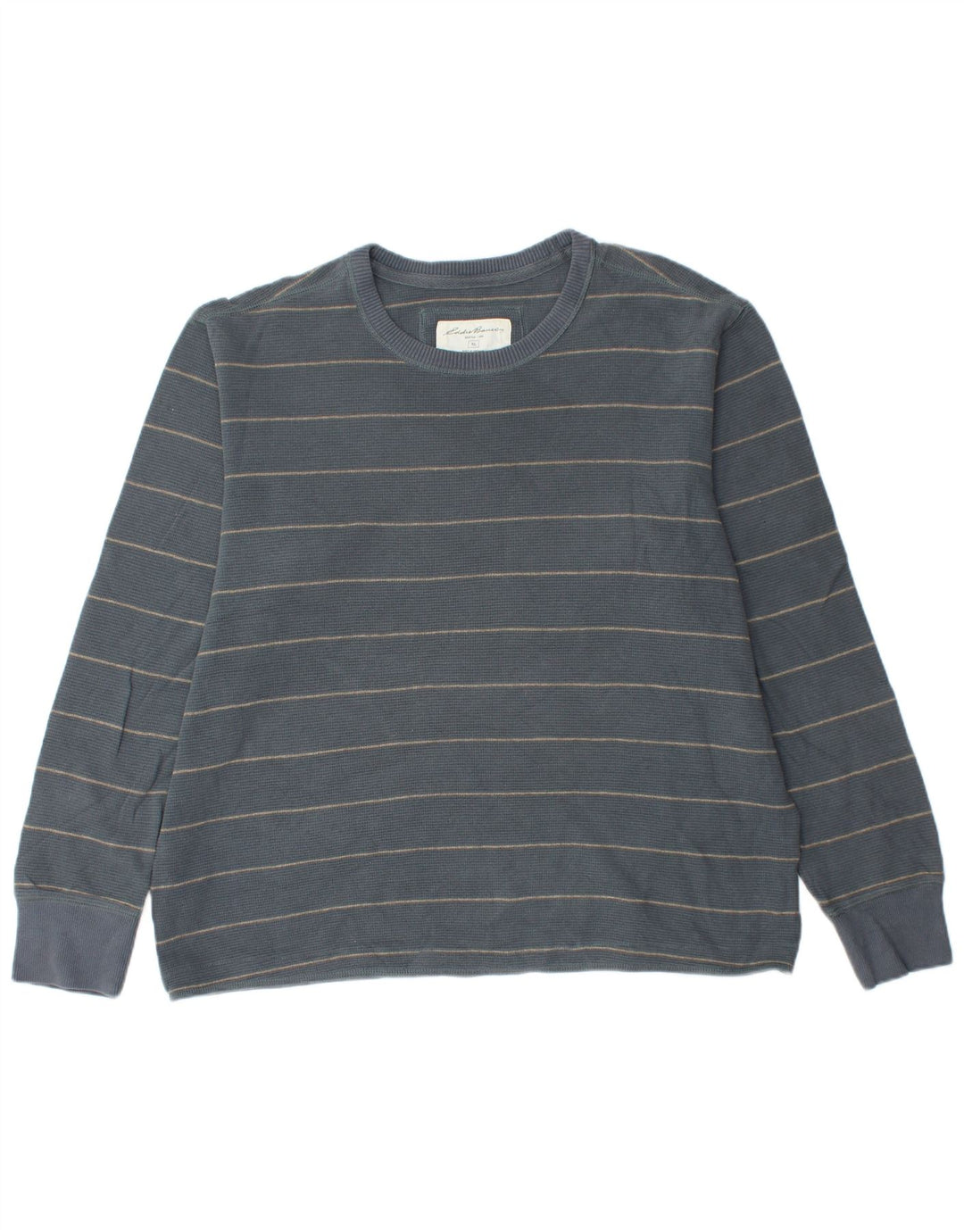EDDIE BAUER Мужской топ с длинным рукавом XL, синий в полоску, хлопок