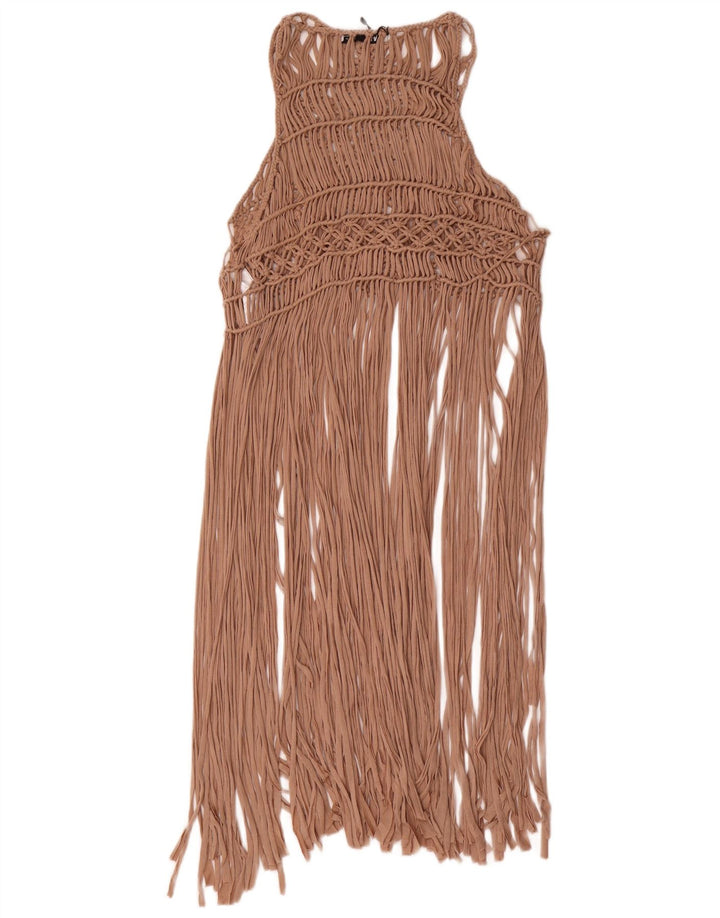 Женское пляжное платье крючком Zara UK 12, средний бежевый полиэстер