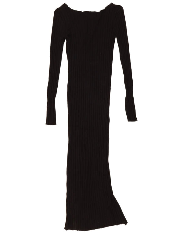 Женское облегающее платье макси Zara UK 8, маленькое черное из вискозы