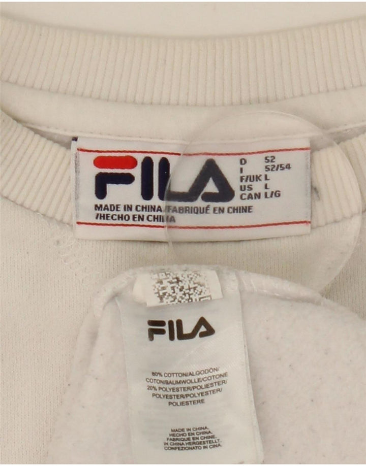 Мужской свитшот с рисунком Fila, большой белый хлопковый джемпер с цветными блоками