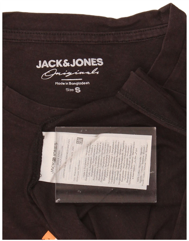 JACK & JONES Mens Graphic T-Shirt Top Small Black Cotton