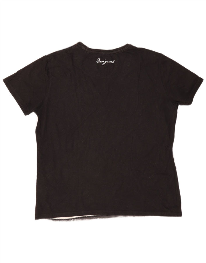 DESIGUAL Мужская футболка с рисунком Top 2XL Серый хлопок с цветными блоками