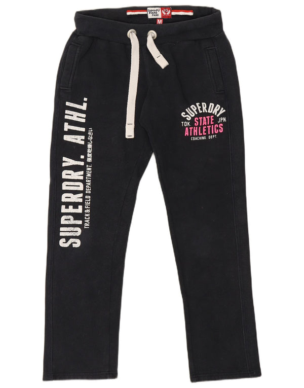 Женские спортивные брюки Superdry с графическим рисунком UK 14, средний черный хлопок, хлопок