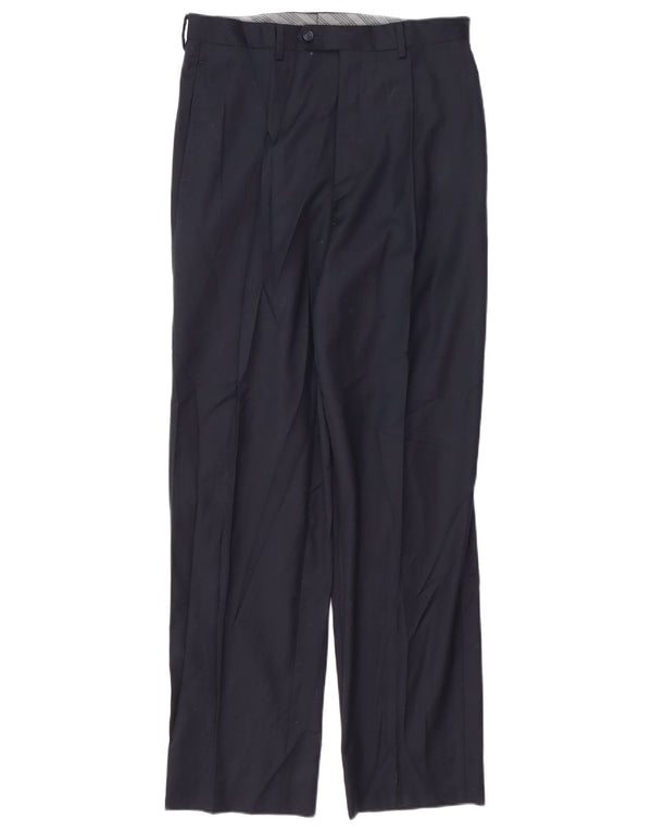 CALVIN KLEIN Mens Pegged Suit Trousers W32 L33 Navy Blue Wool