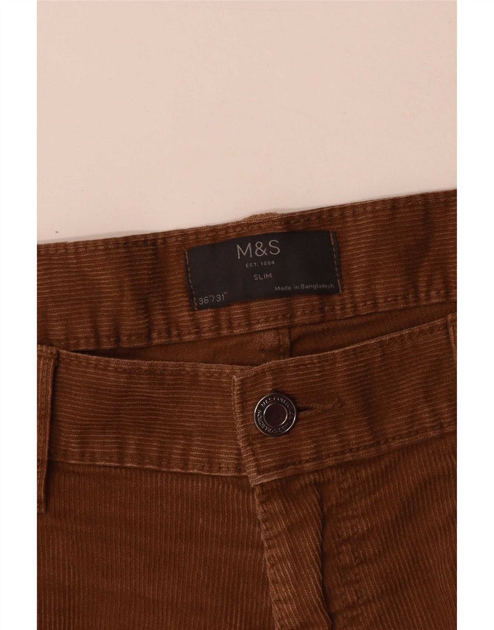 Мужские узкие вельветовые шорты Marks & Spencer W36, большие, коричневые