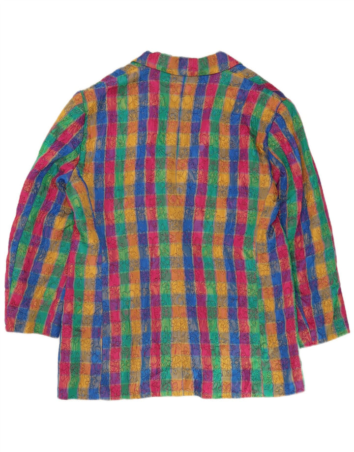 VINTAGE Womens Blazer Jacket UK 16 Large Multicoloured Check