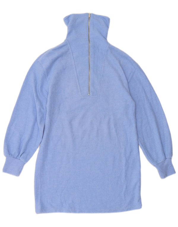 Женский удлиненный джемпер с воротником на молнии ZARA UK 10, маленький синий полиэстер