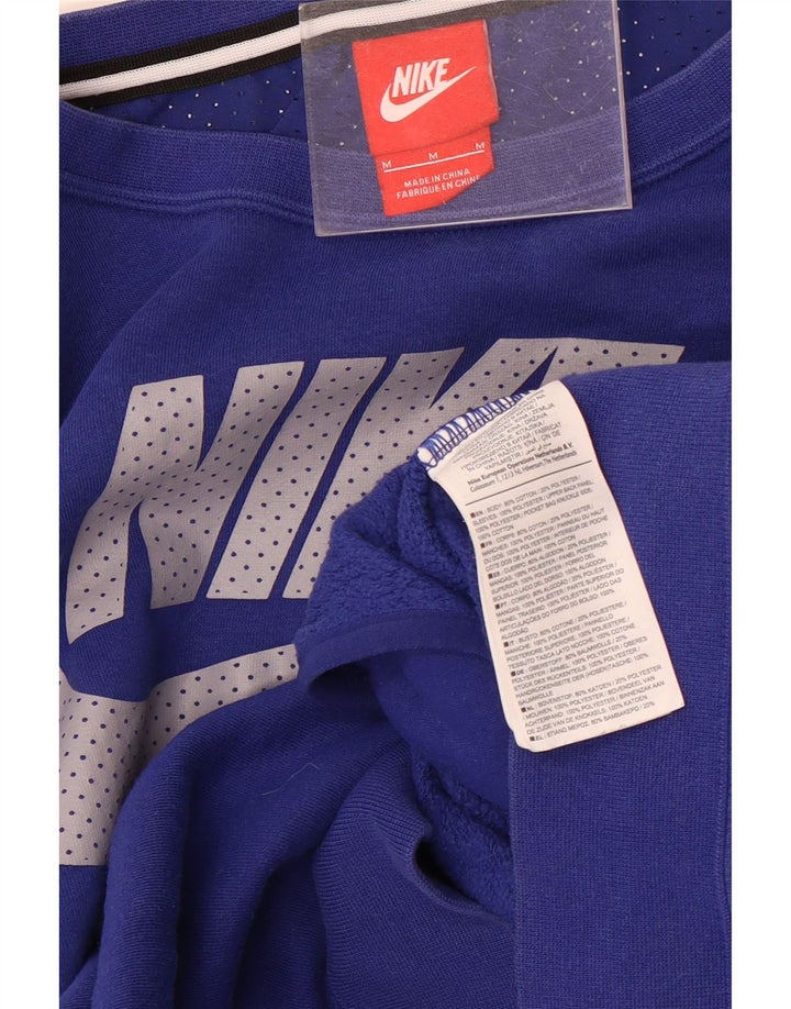 Мужской свитшот с рисунком Nike, хлопковый джемпер среднего синего цвета с цветными блоками