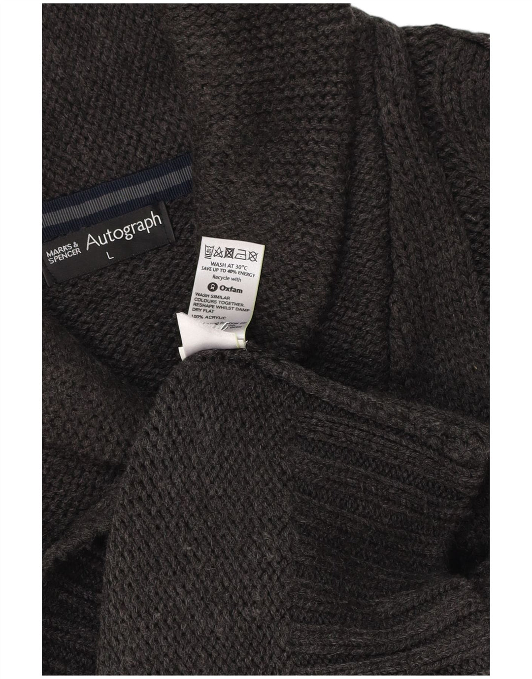 Мужской джемпер с шалевым вырезом MARKS & SPENCER, большой серый