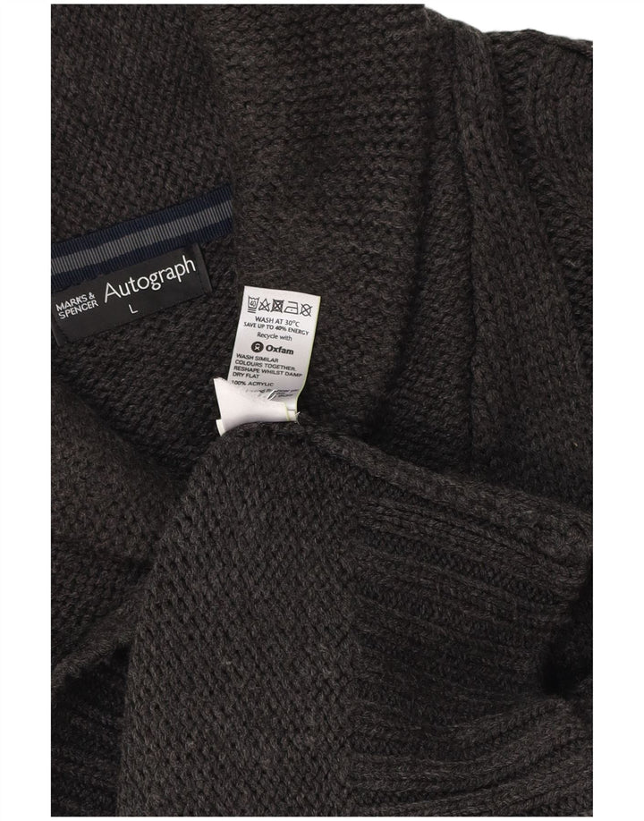 Мужской джемпер с шалевым вырезом MARKS & SPENCER, большой серый