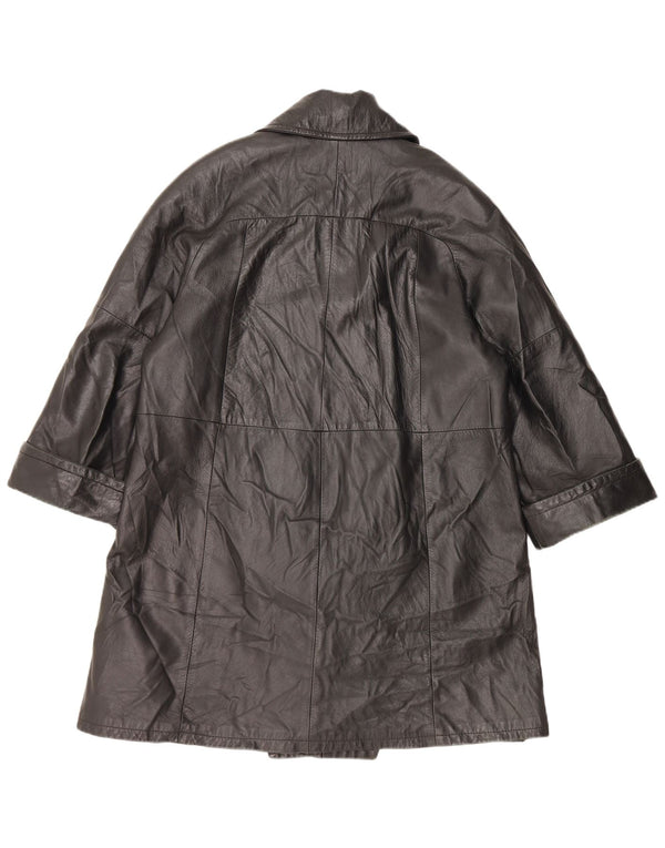 ВИНТАЖНОЕ Женское кожаное пальто IT 48 XL Черное