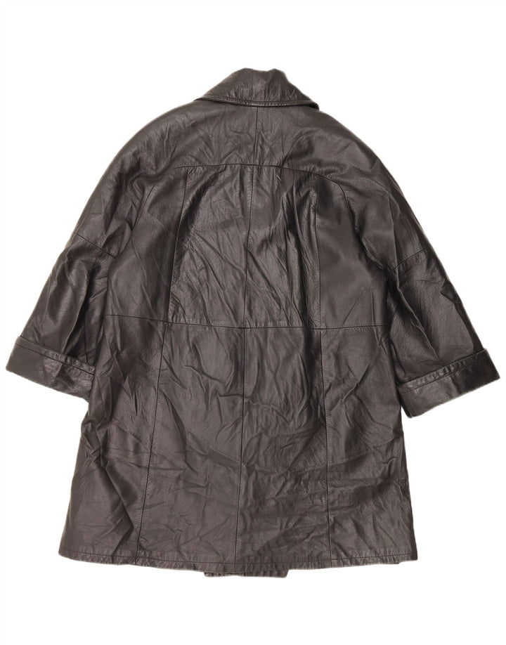 ВИНТАЖНОЕ Женское кожаное пальто IT 48 XL Черное