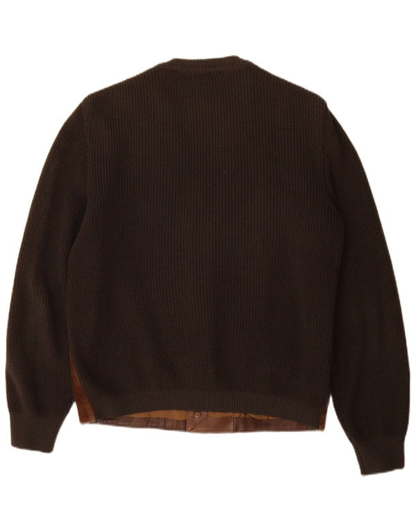 Vintage Mens Suede Jacket IT 48 Medium Brown Colourblock