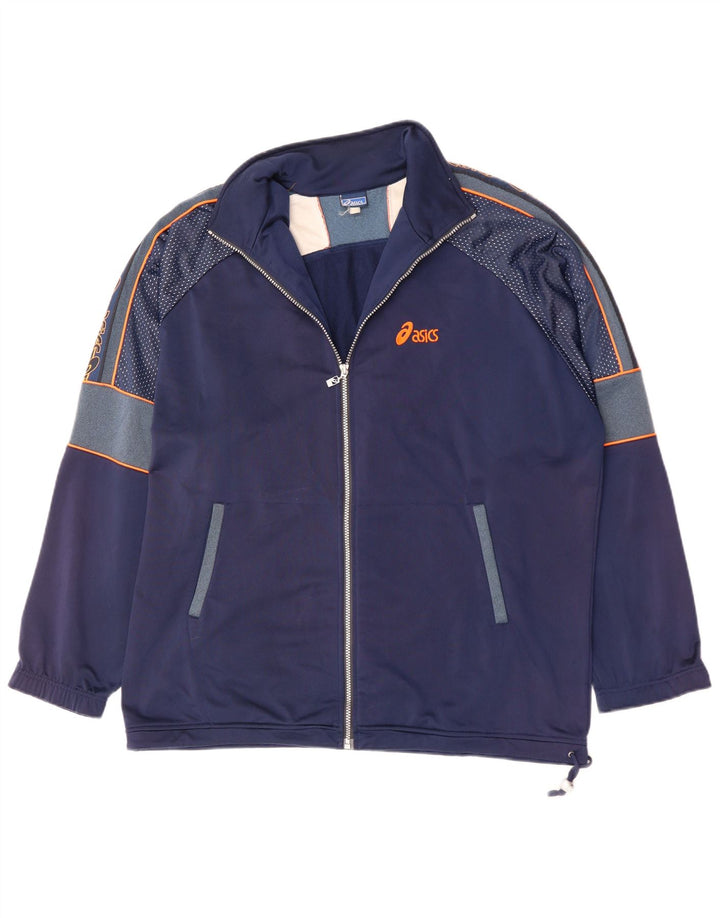 Мужской спортивный костюм ASICS с рисунком, верхняя куртка 2XL, темно-синий, полиэстер