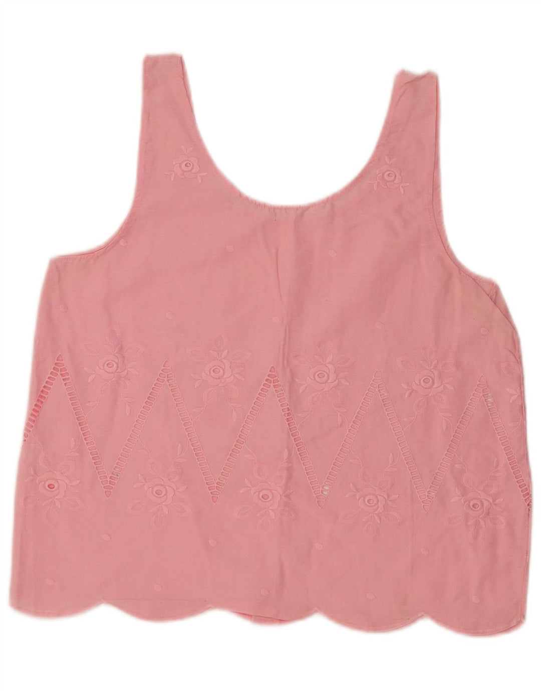 Винтажная женская блузка без рукавов, Великобритания, 16, большой розовый цветочный принт