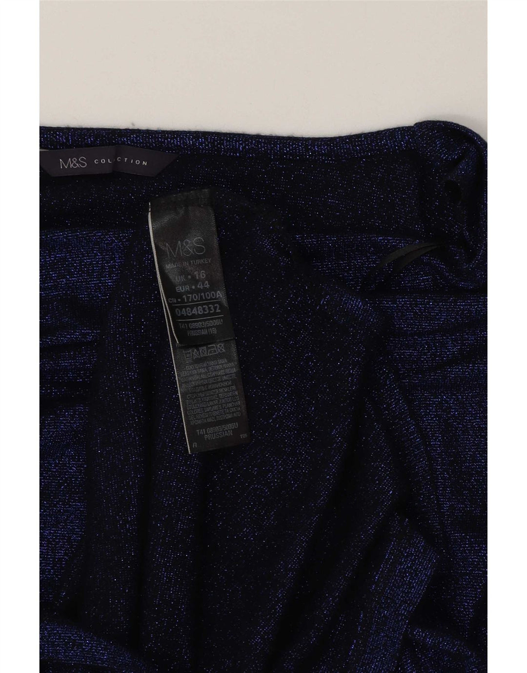 Женский удлиненный топ Marks & Spencer с рукавом 3/4, Великобритания 16, большой синий, вискоза