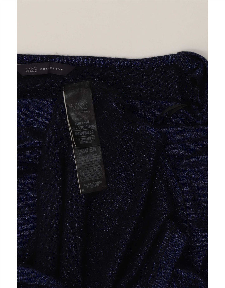 Женский удлиненный топ Marks & Spencer с рукавом 3/4, Великобритания 16, большой синий, вискоза