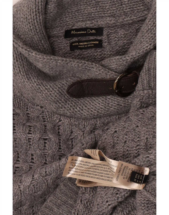 Женский джемпер-пончо Massimo Dutti с отложным воротником, Великобритания 14, средний серый, шерсть