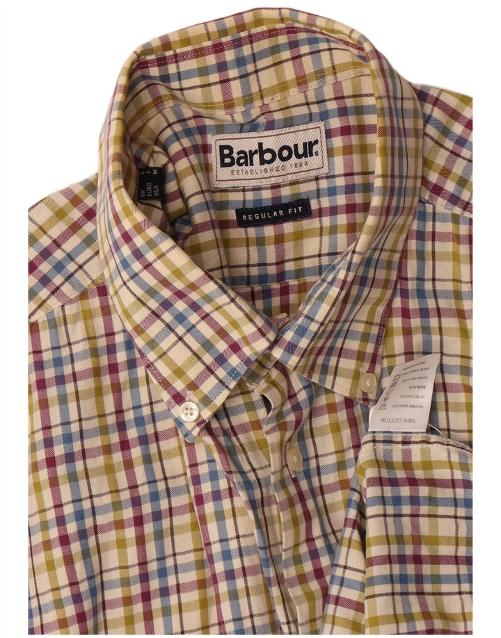 Мужская фланелевая рубашка Barbour стандартного кроя, большая разноцветная клетка, хлопок