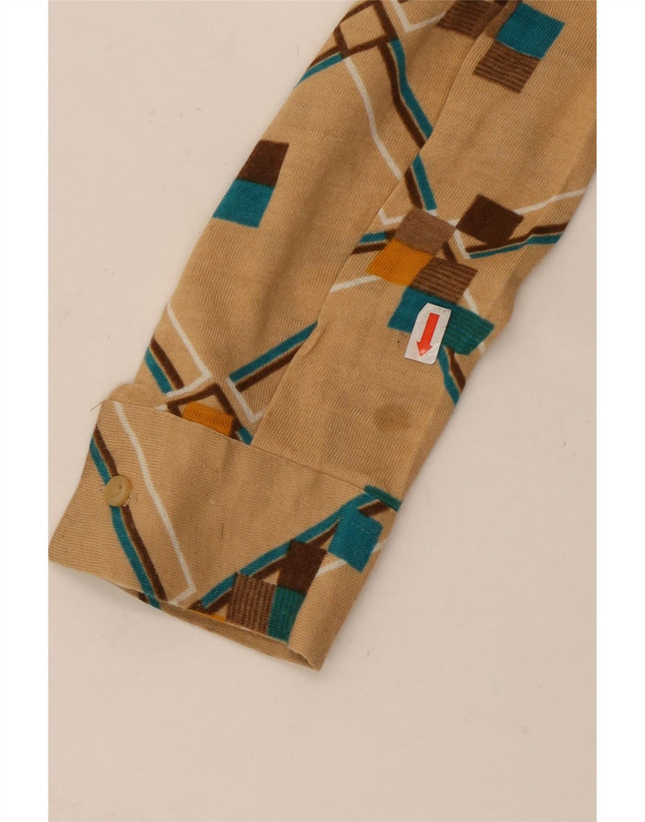 Рубашка женская VINTAGE UK 12 Medium Бежевая с геометрическим узором