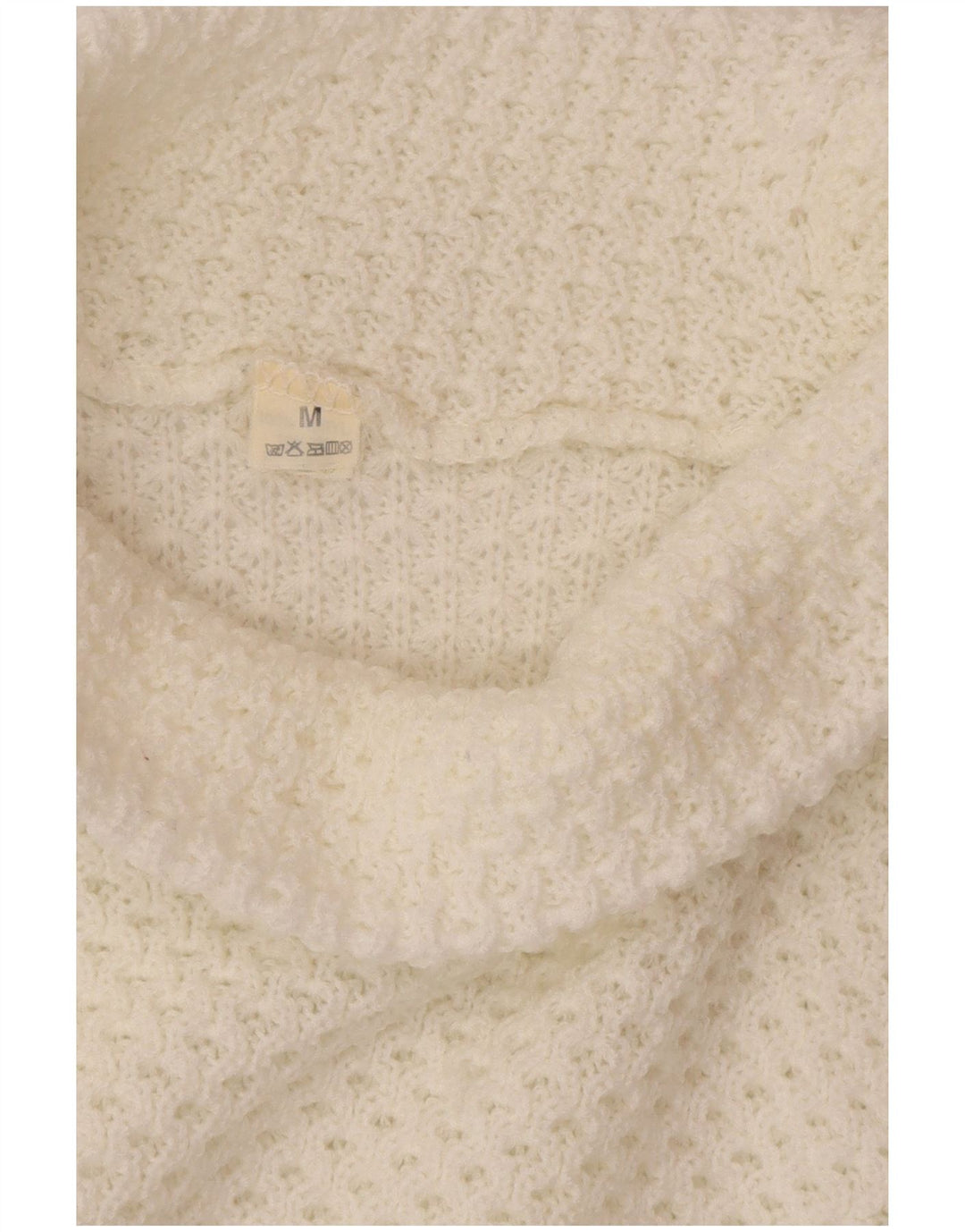 ВИНТАЖНЫЙ женский свободный джемпер с высоким воротником, Великобритания 14, средний белый