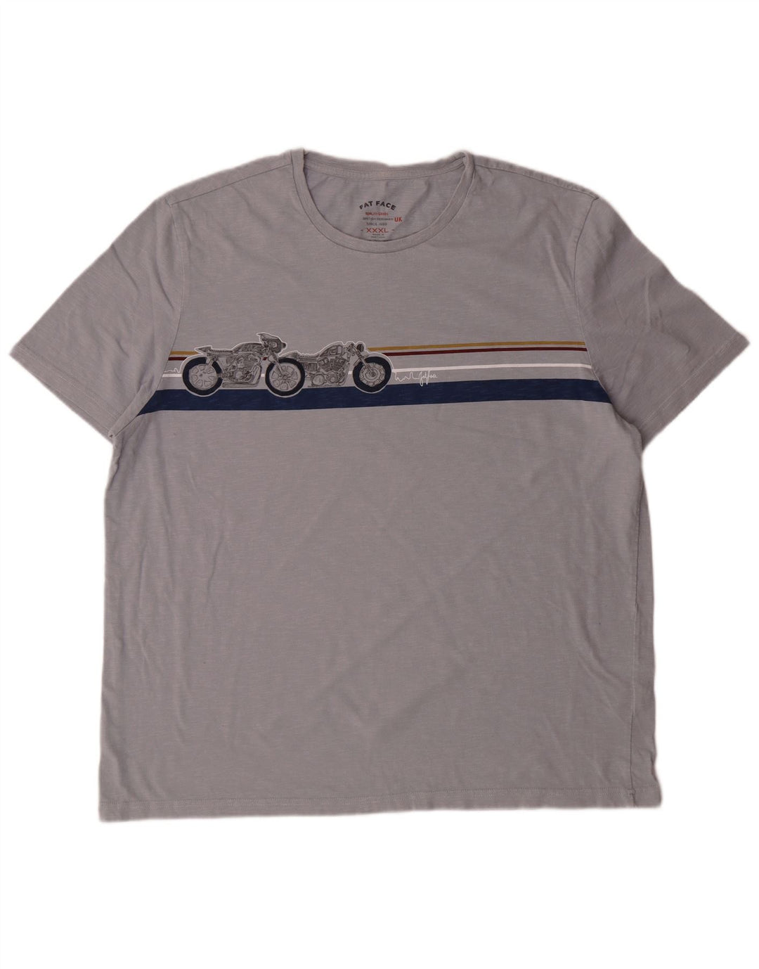 Женская футболка с рисунком Fat Face, топ 3XL, серый хлопок, мотоцикл