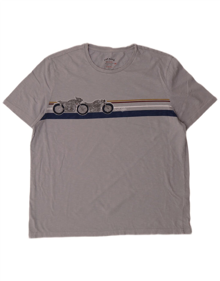 Женская футболка с рисунком Fat Face, топ 3XL, серый хлопок, мотоцикл
