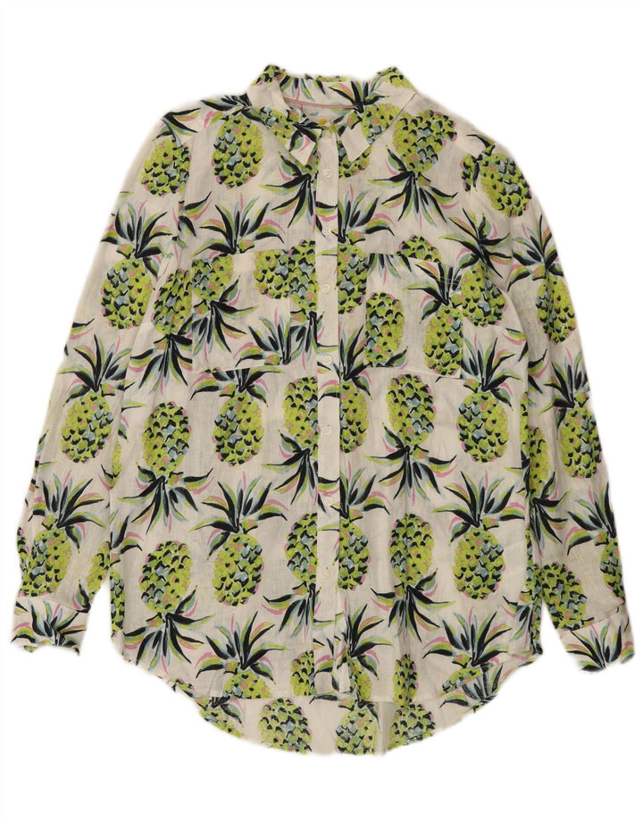 BODEN Женская удлиненная рубашка оверсайз с абстрактным узором UK 8, маленькая зеленая