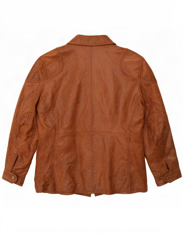 Винтажная мужская кожаная куртка IT 54 2XL Коричневая