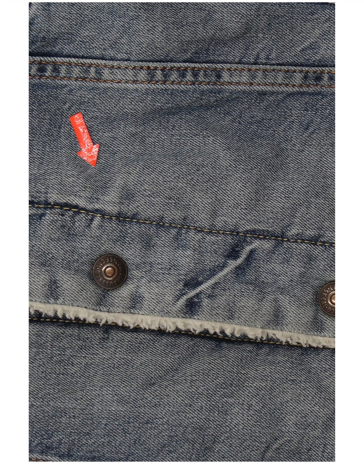 Мужская джинсовая куртка Levi's Sherpa UK 36, маленькая синяя, хлопок