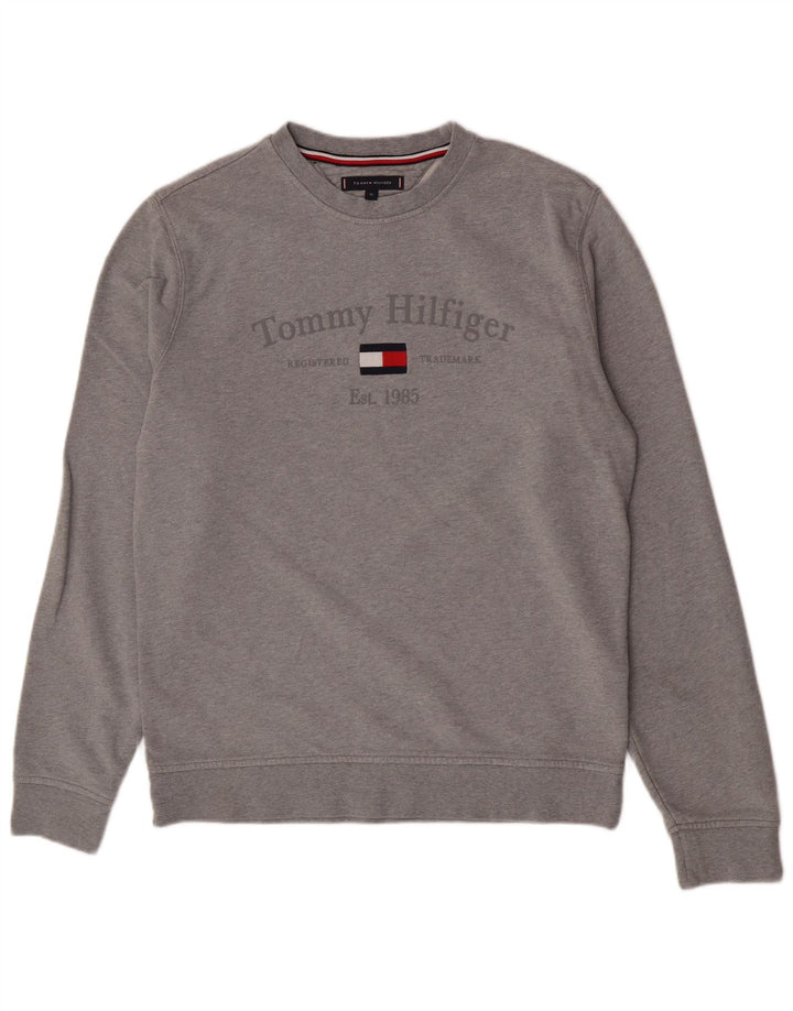 Мужской свитшот с рисунком Tommy Hilfiger, XL, серый хлопок