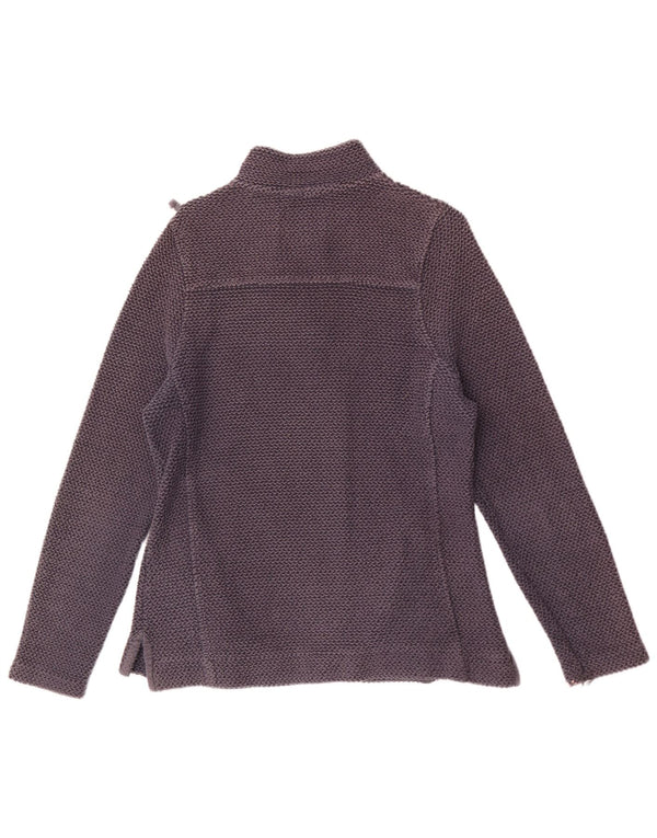 Weird Fish Womens Zip Neck Sweatshirt Jumper UK 12 Medium Navy Blue Cotton