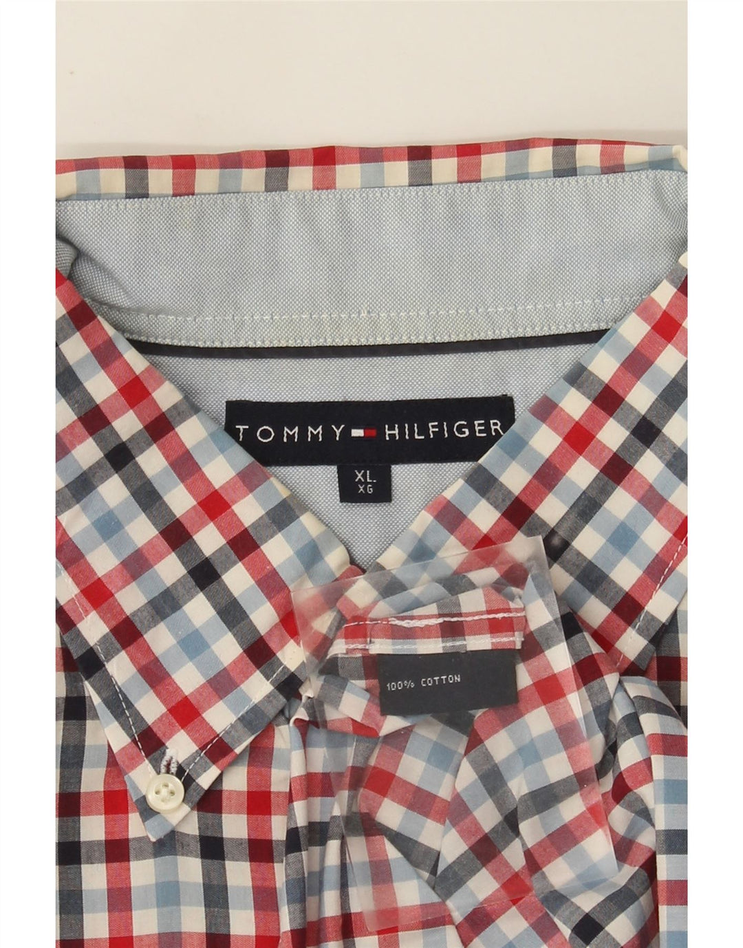 Мужская рубашка Tommy Hilfiger XL, разноцветный хлопок в мелкую клетку
