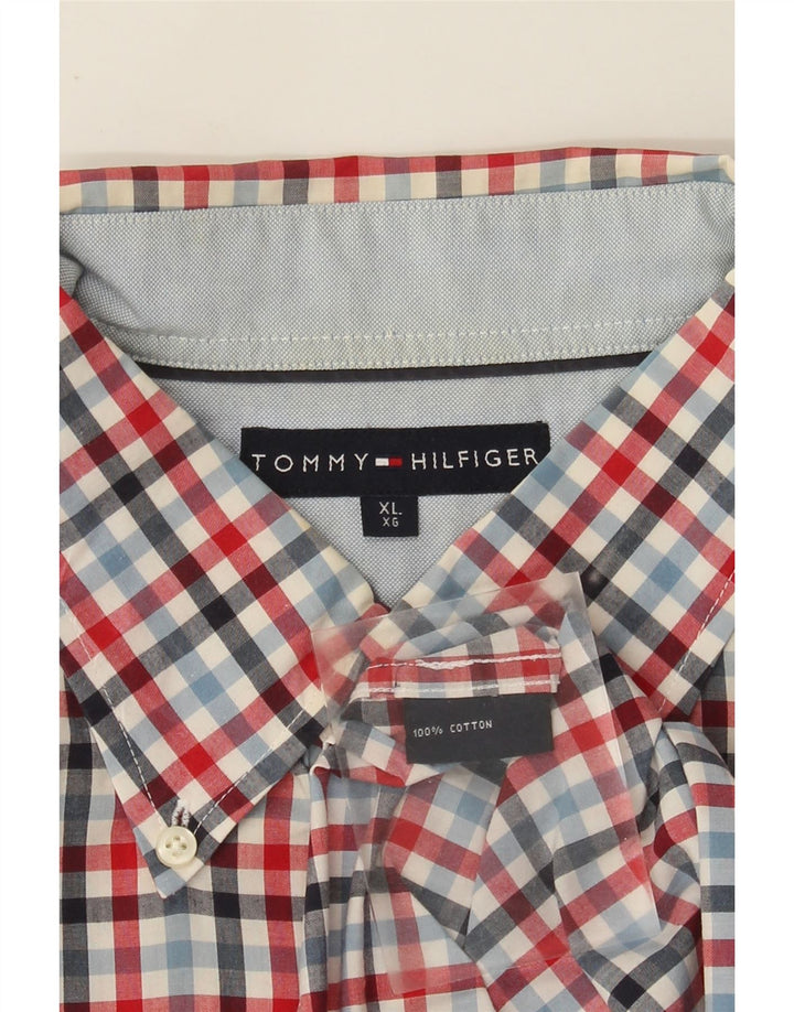 Мужская рубашка Tommy Hilfiger XL, разноцветный хлопок в мелкую клетку