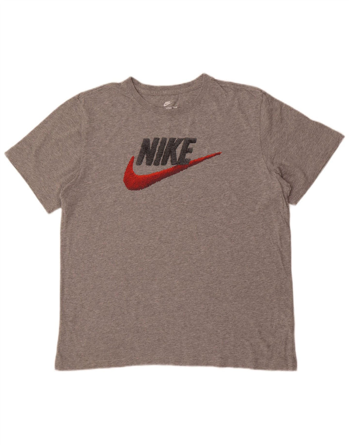 Мужская футболка с рисунком Nike, большой серый хлопок с крапинками