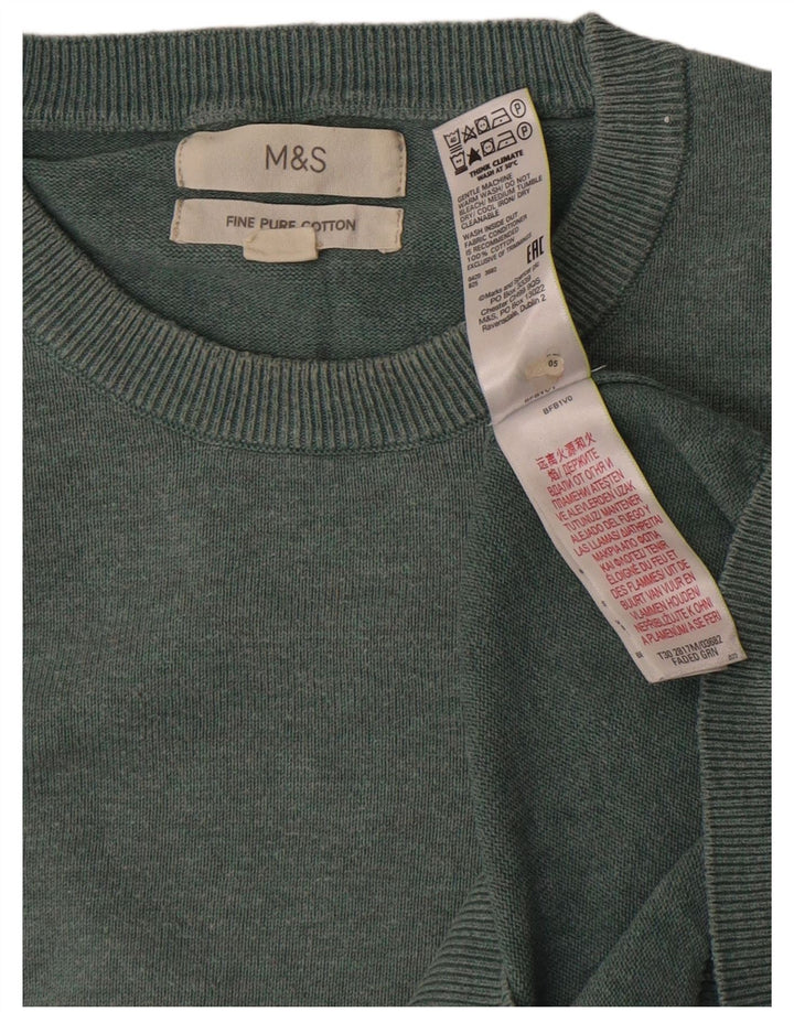 Мужской джемпер с круглым вырезом Marks & Spencer, большой зеленый хлопковый свитер