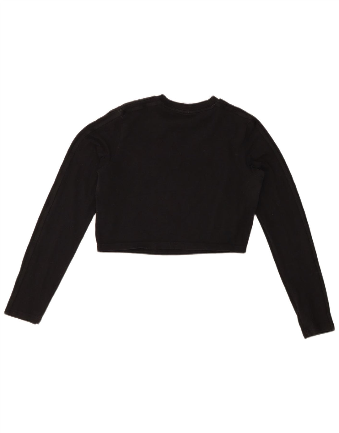 Женский укороченный топ ADIDAS с длинным рукавом UK 16, большой черный хлопок