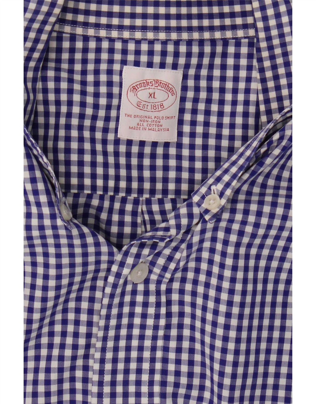 Мужская рубашка Brooks Brothers XL синяя в мелкую клетку из хлопка