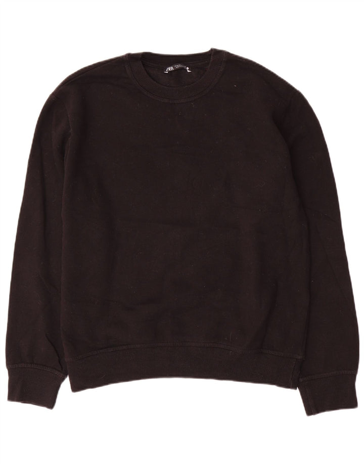 Женский свитер Zara UK 14, средний черный хлопковый джемпер