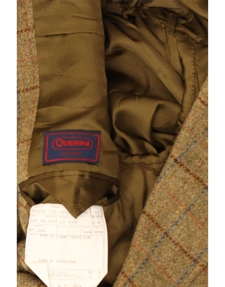 ВИНТАЖНЫЙ Мужской пиджак на 3 пуговицах IT 52 XL Хаки в клетку, шерсть