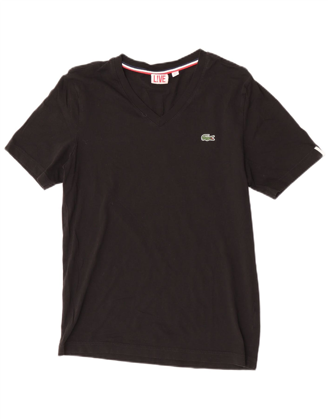Мужская футболка Lacoste, размер 3, маленькая, черная, хлопок