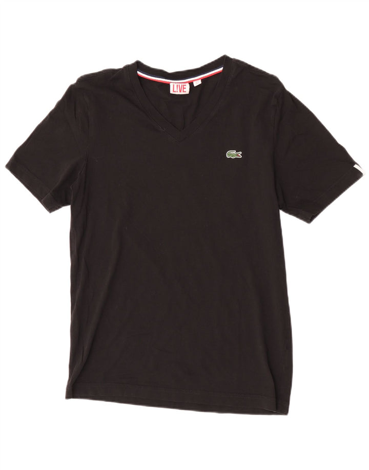 Мужская футболка Lacoste, размер 3, маленькая, черная, хлопок