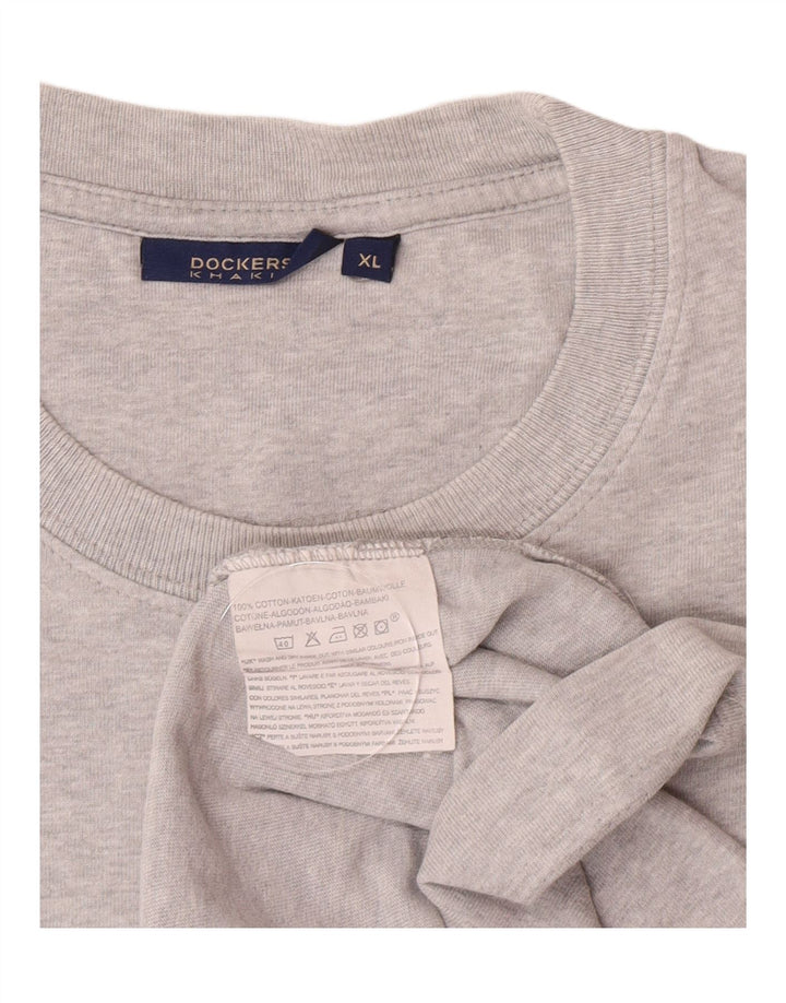 Dockers Мужской топ с рисунком с длинным рукавом XL, серый хлопок