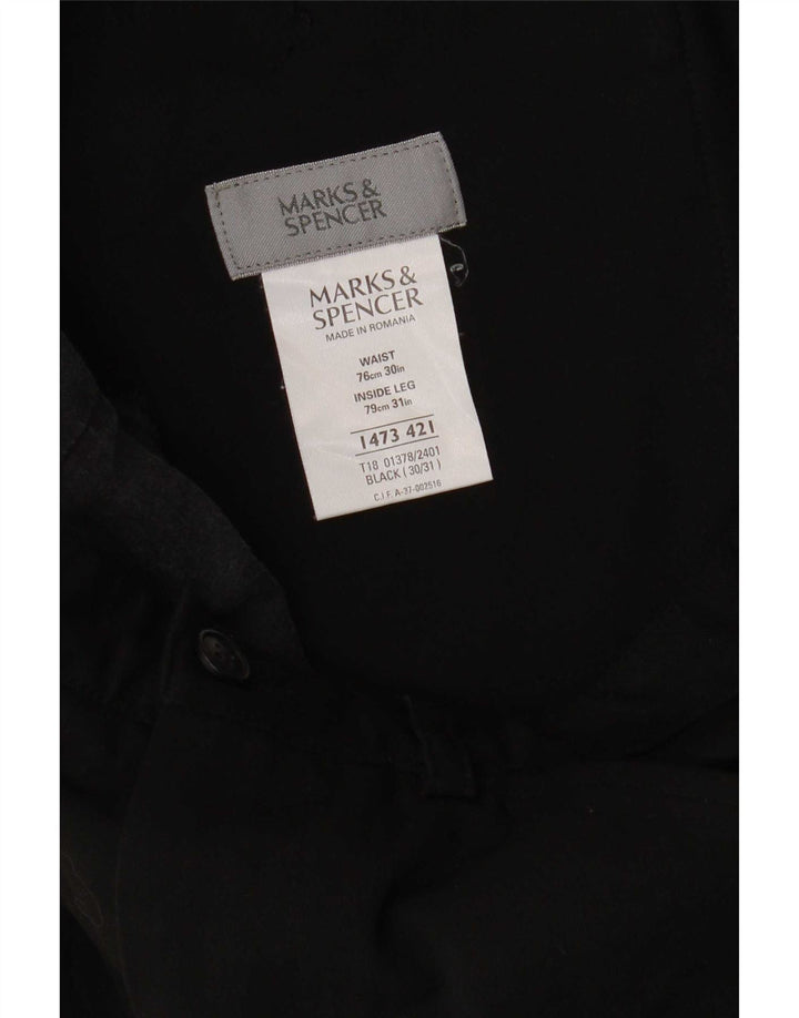 Мужские прямые повседневные брюки Marks & Spencer W30 L31, черный полиэстер
