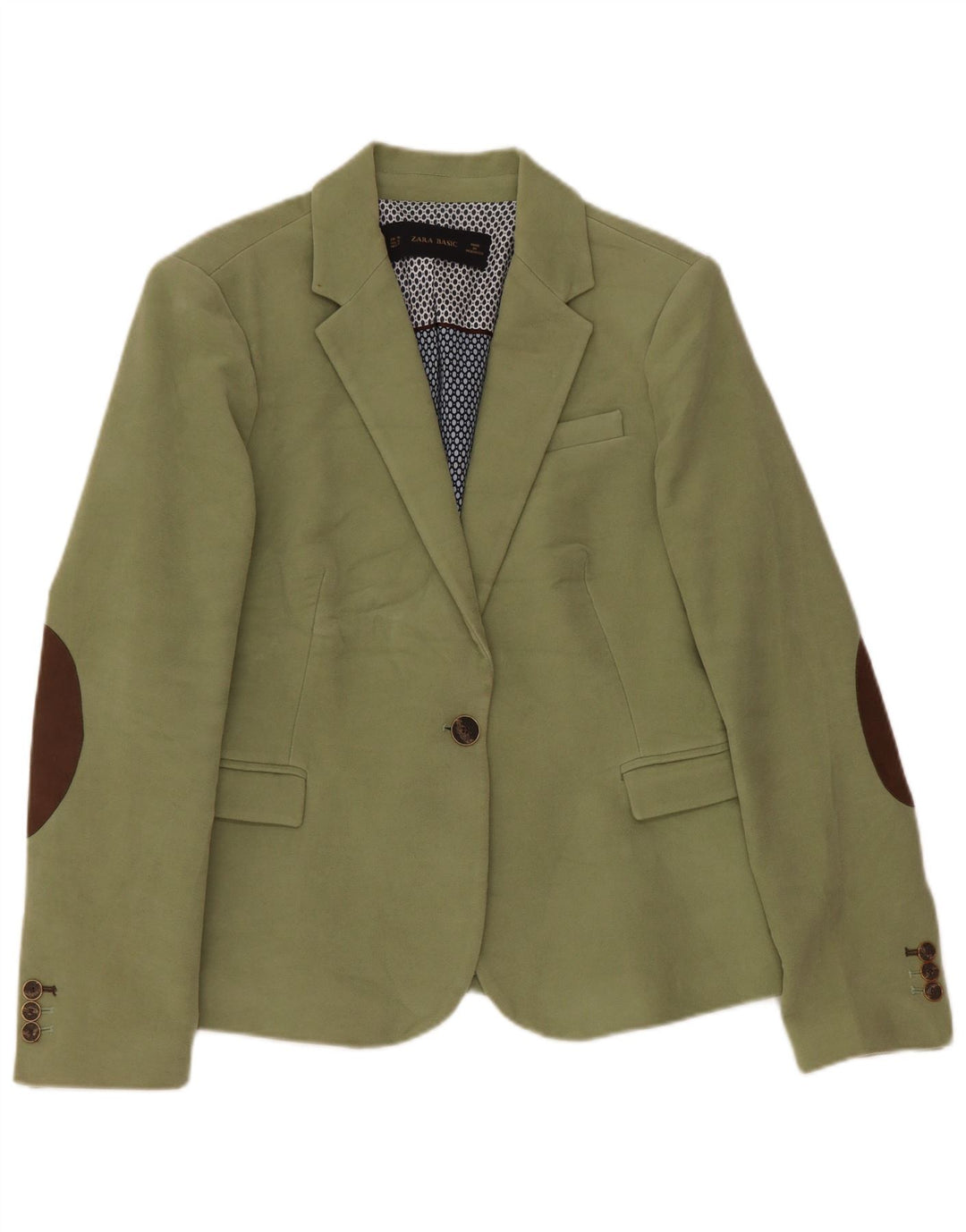 Женский пиджак Zara на 1 пуговице, Великобритания, 18 XL, зеленый хлопок