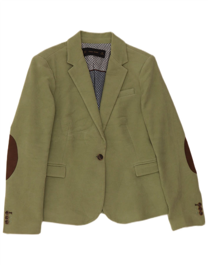 Женский пиджак Zara на 1 пуговице, Великобритания, 18 XL, зеленый хлопок