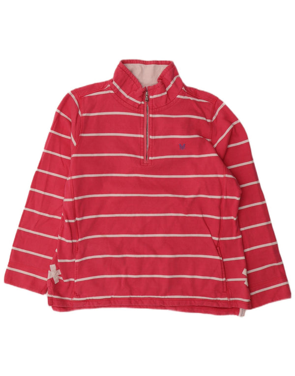 Женский свитер с воротником на молнии, UK 16, большой розовый в полоску, CREW CLOTHING