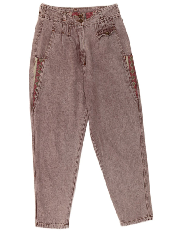 Винтажные женские зауженные джинсы EU 40 Medium W30 L29 Фиолетовые с геометрическим рисунком